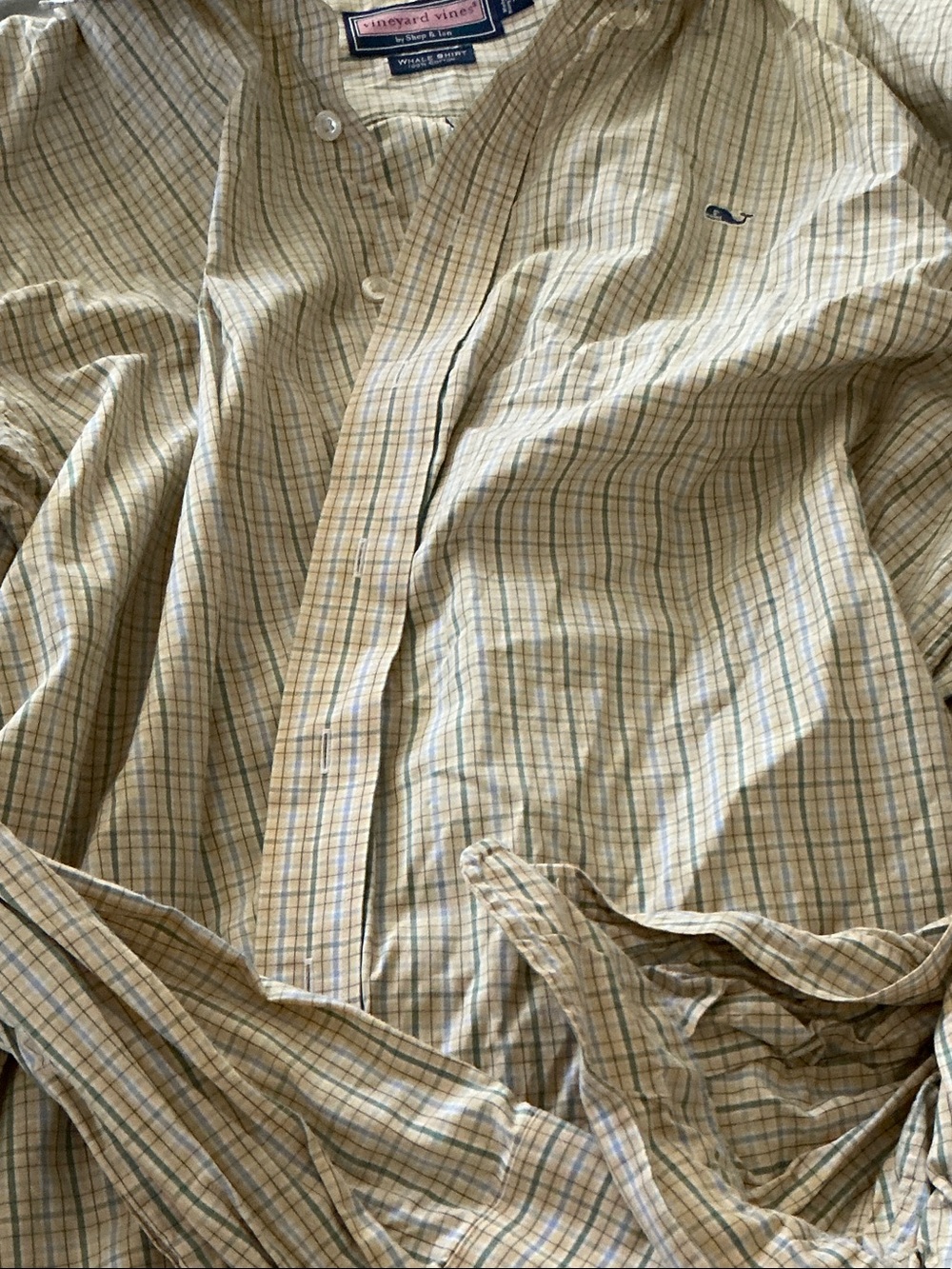 Vineyard Vines Classic Plaid Button-Down Shirt - Light Tan/Blue XL